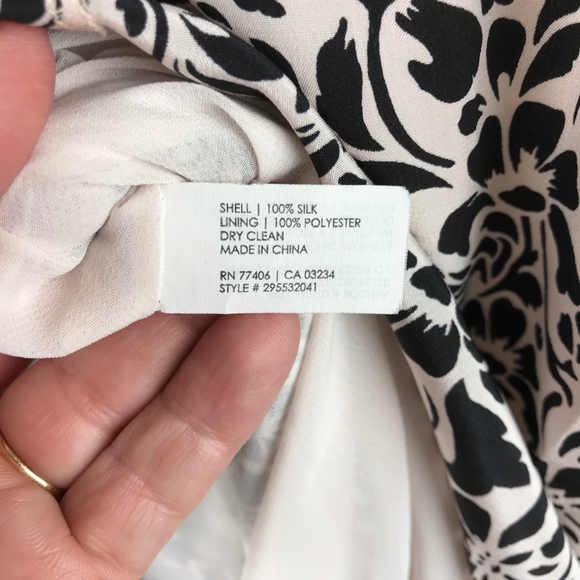 Club Monaco |  Silk Black/Ivory Floral Print Dress - Picture 8 of 8